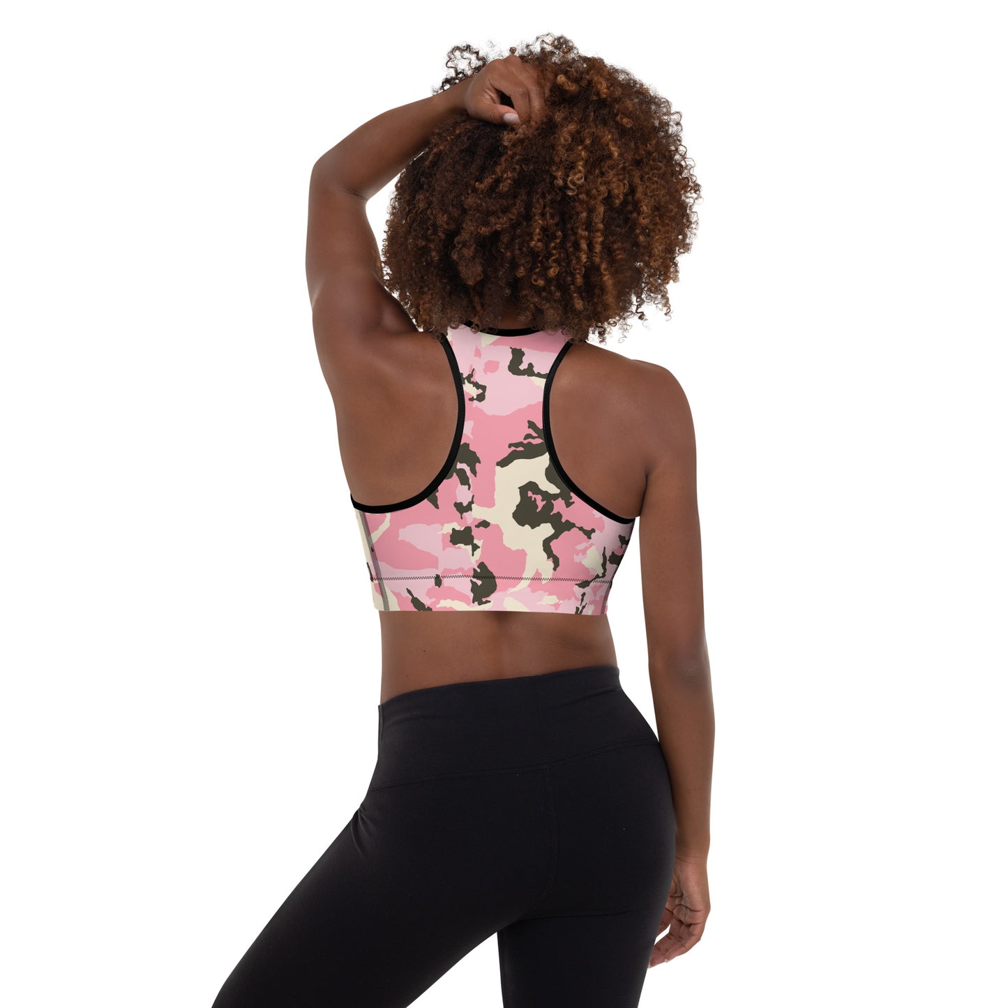 Sujetador deportivo acolchado rosa camuflaje