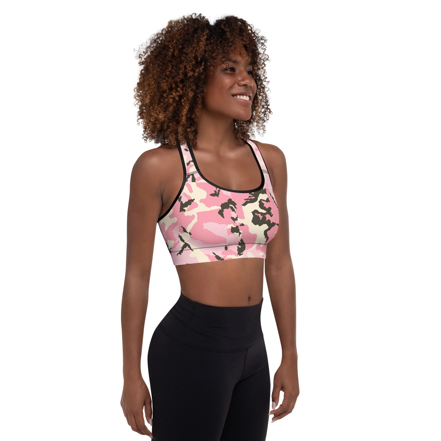 Sujetador deportivo acolchado rosa camuflaje