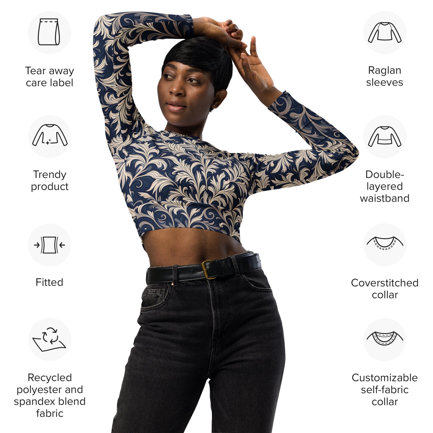 Crop top reciclado de manga larga