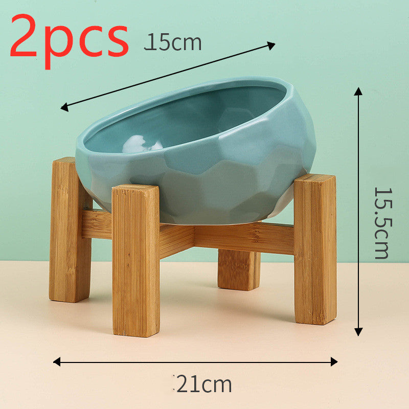 Pet Supplies Bowl Ceramic Cat Bowl Dog Bowl Oblique Mouth