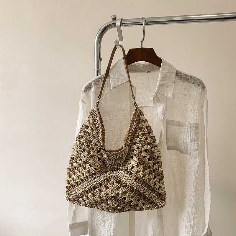 Handmade Straw Woven Shoulder Bag