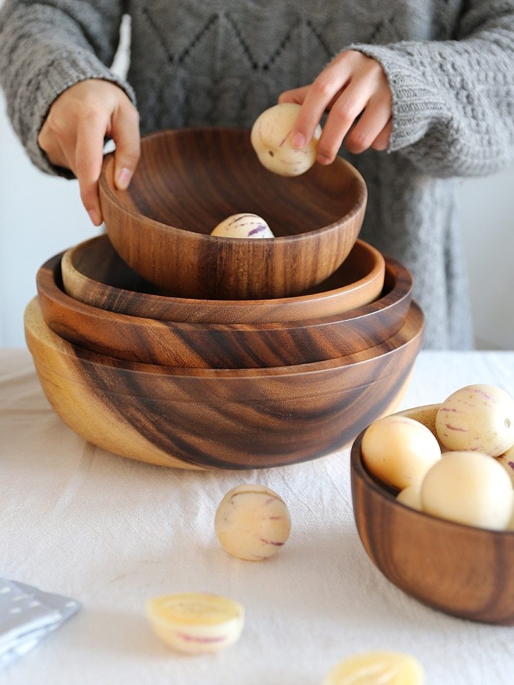 Acacia wooden bowl tableware