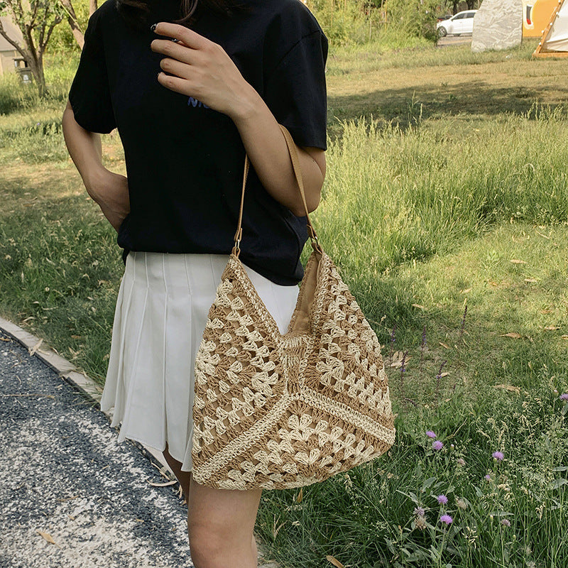 Handmade Straw Woven Shoulder Bag