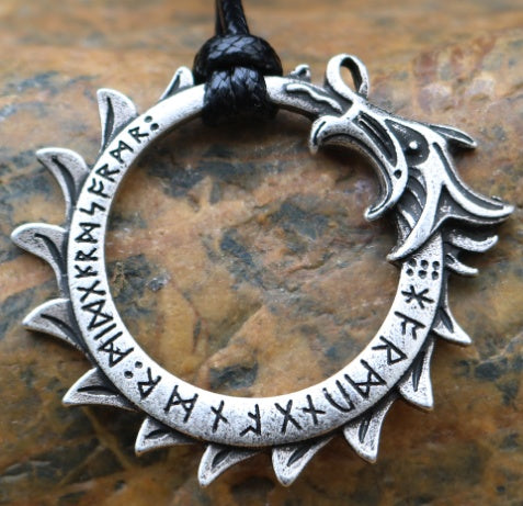 Asgard Crafted Circular Horn Rune Pendant Chain