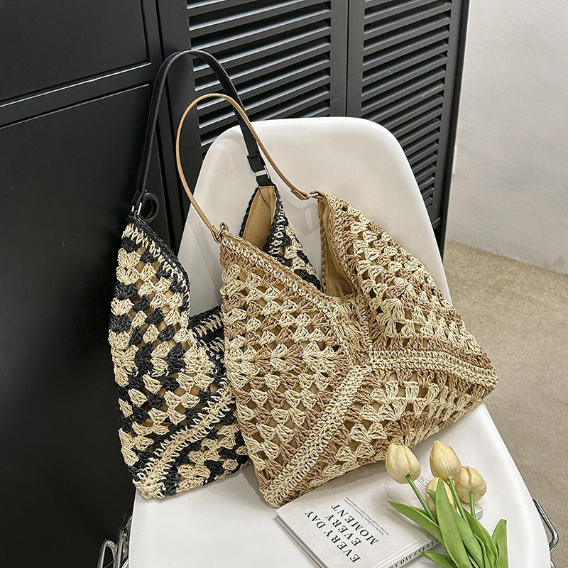 Handmade Straw Woven Shoulder Bag