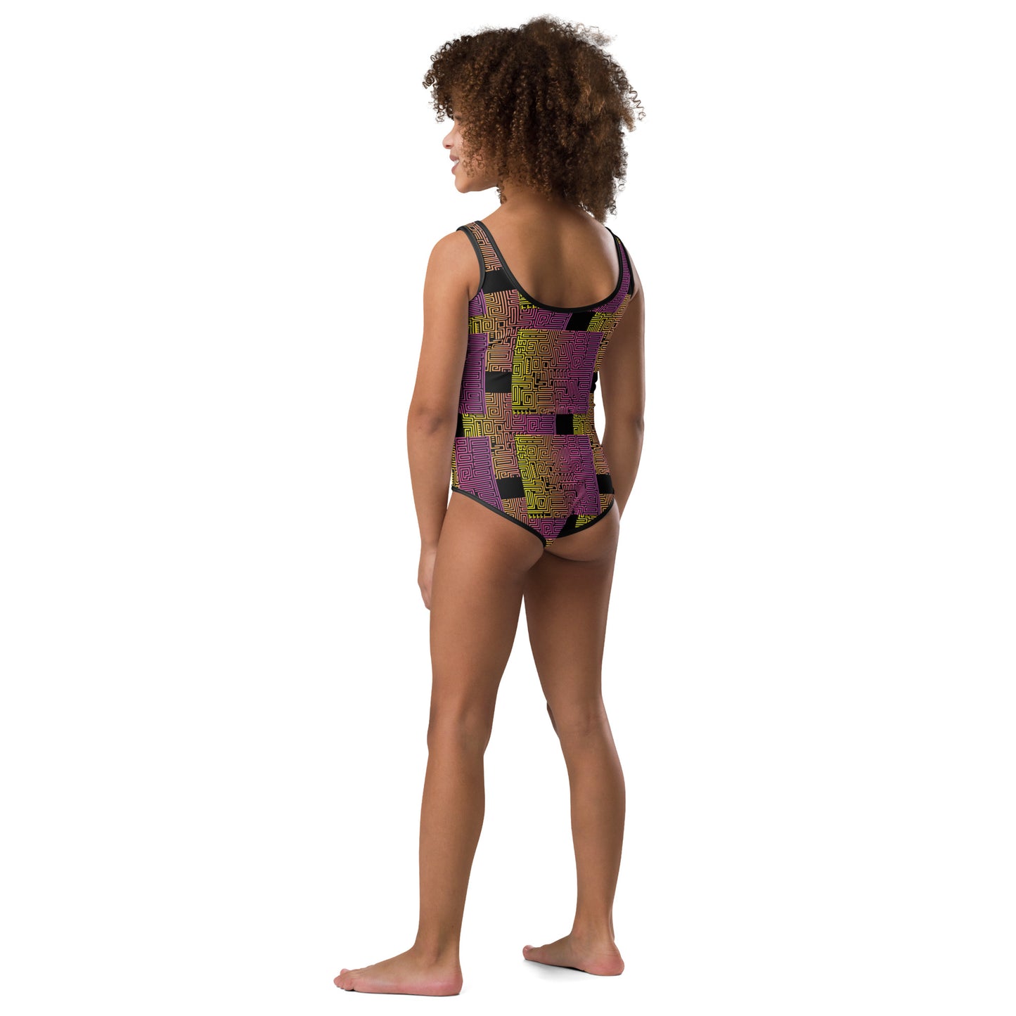 Green/Purple/Black Kids Swimsuit