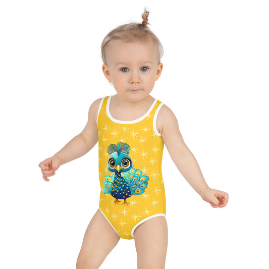 Peacock Print Kids Swimsuit