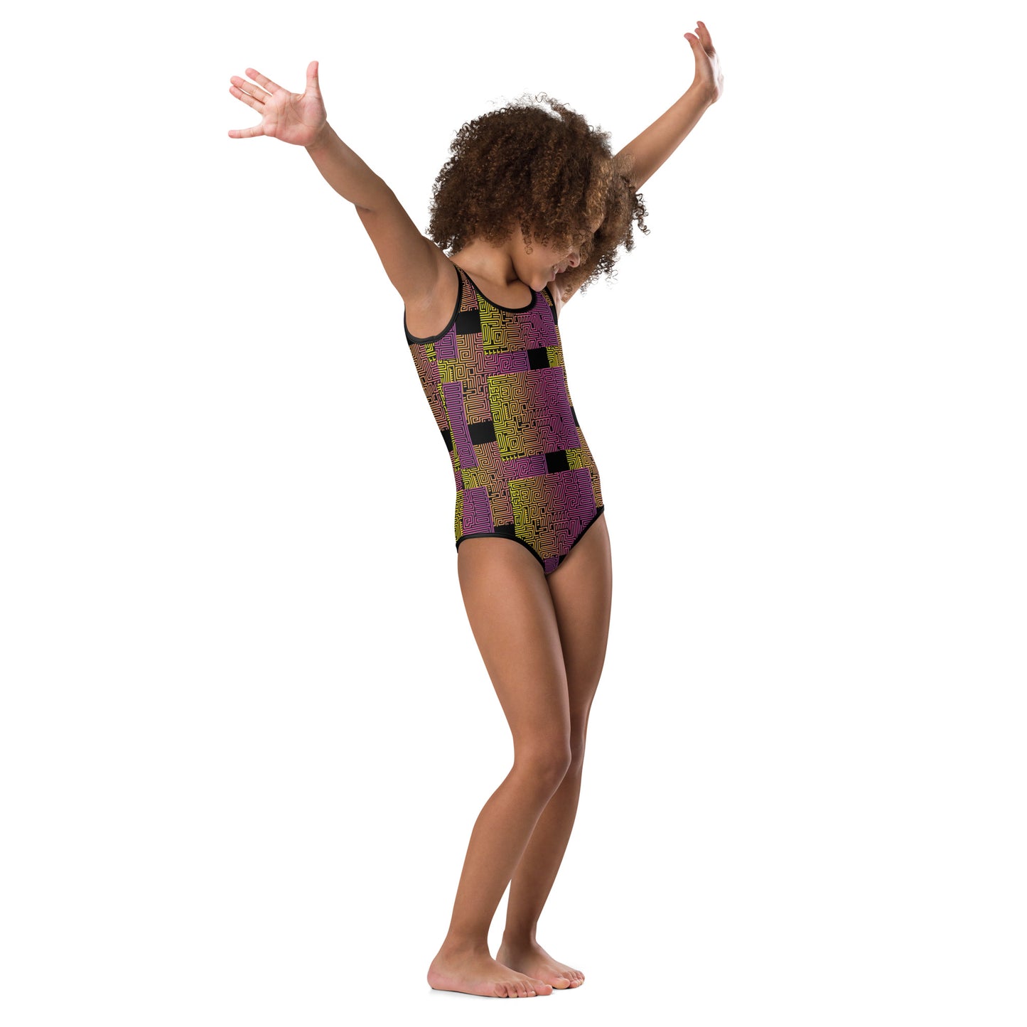 Green/Purple/Black Kids Swimsuit