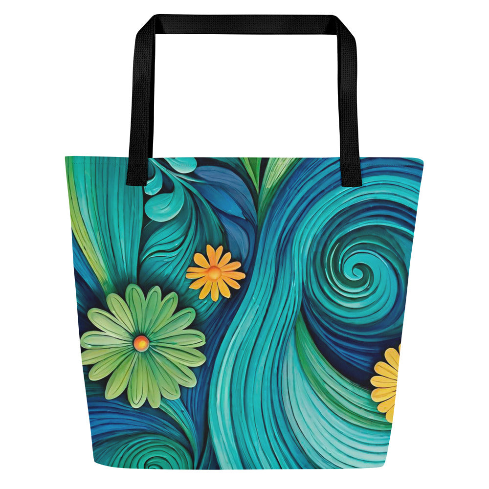 3D Blue Tote Bag