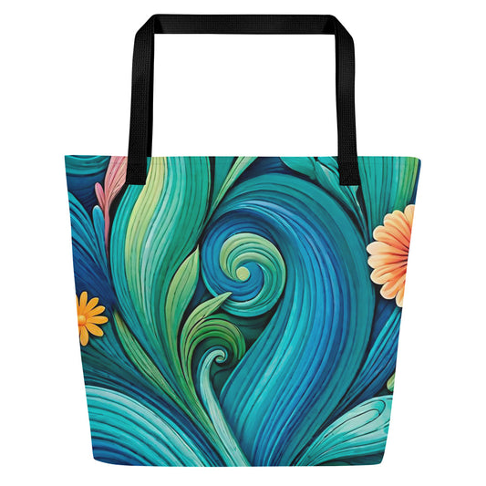 3D Blue Tote Bag