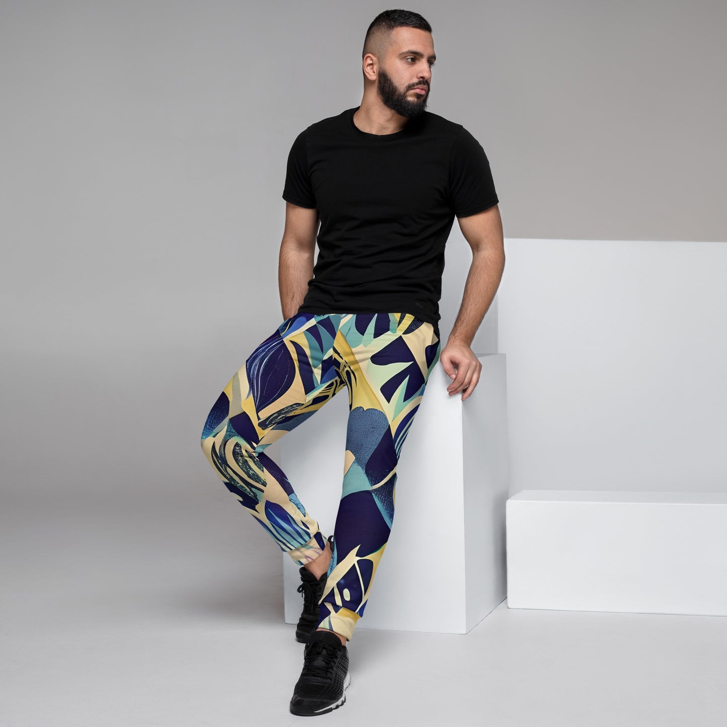 Blue and Yellow Abstract design Joggers