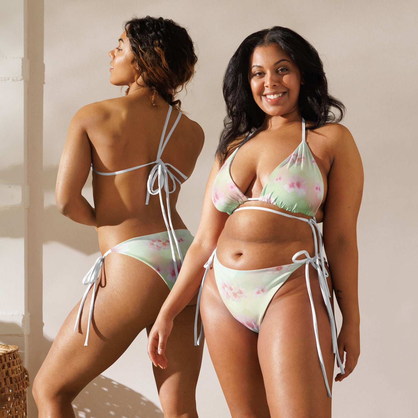 Light Pink and Green string bikini