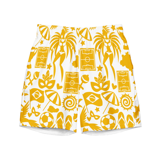 Yellow and white swim trunks , Brazil theme