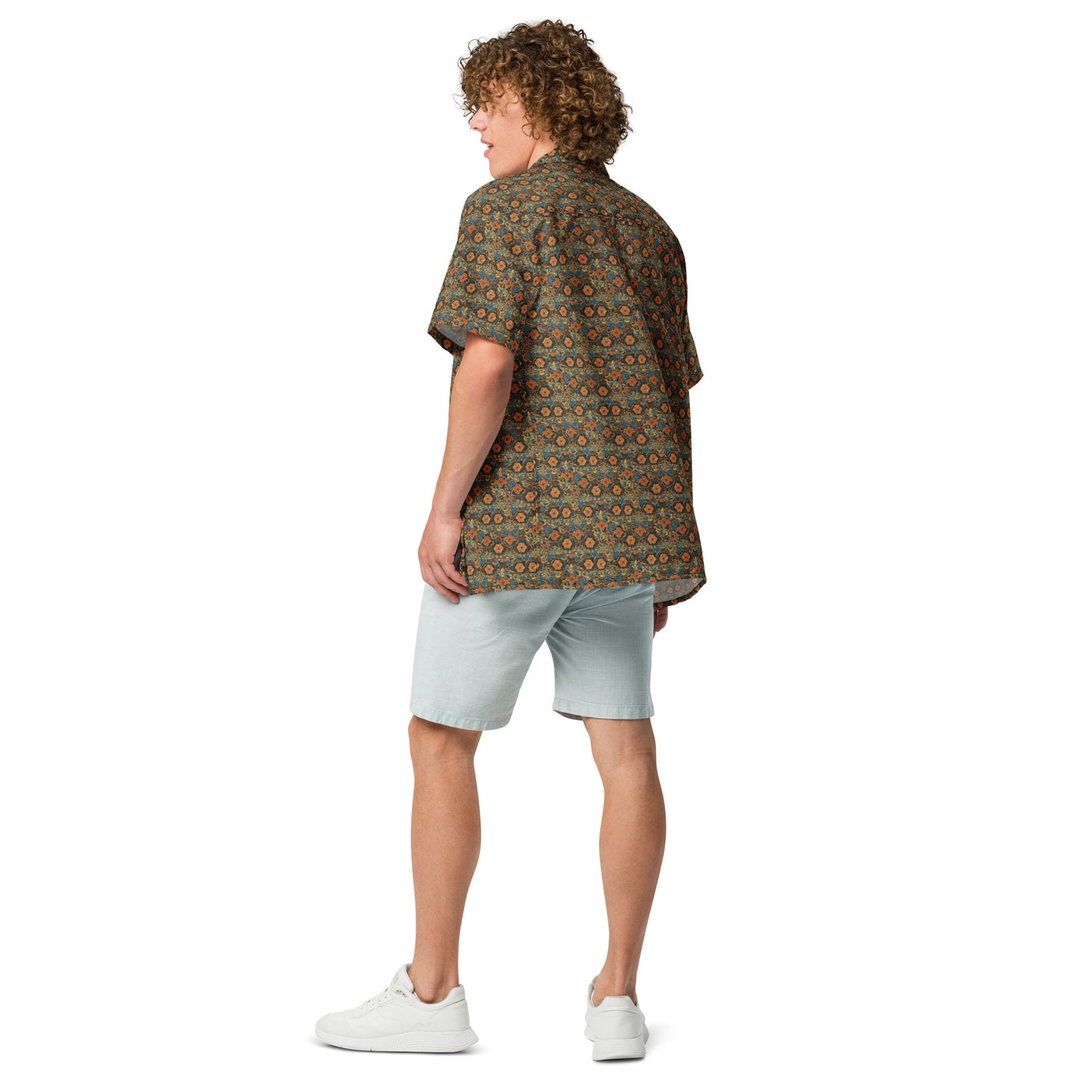 Brown Pattern Unisex button shirt