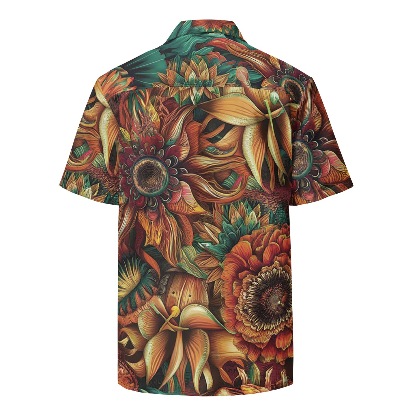 Dark Floral Print Unisex button shirt