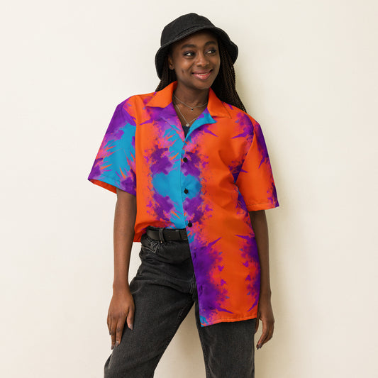 Orange Blue Sherbet unisex button shirt