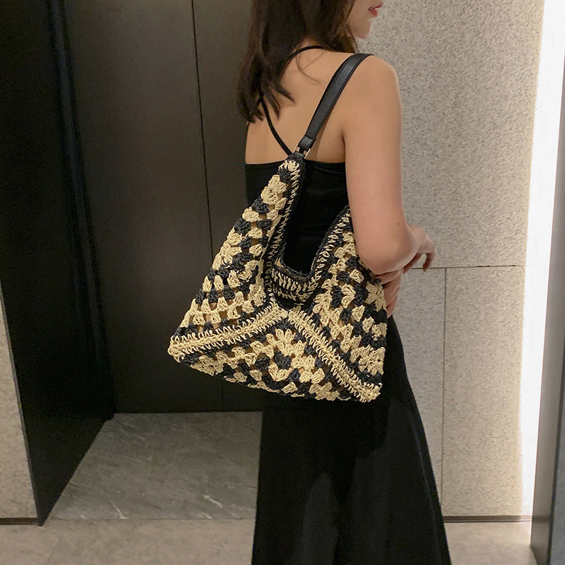 Handmade Straw Woven Shoulder Bag