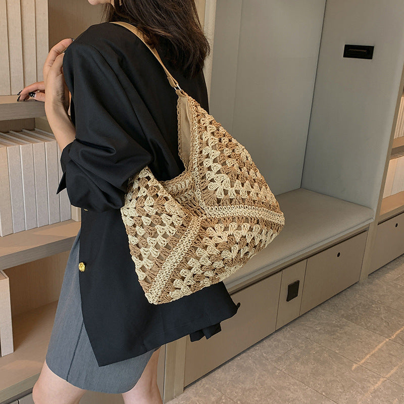 Handmade Straw Woven Shoulder Bag