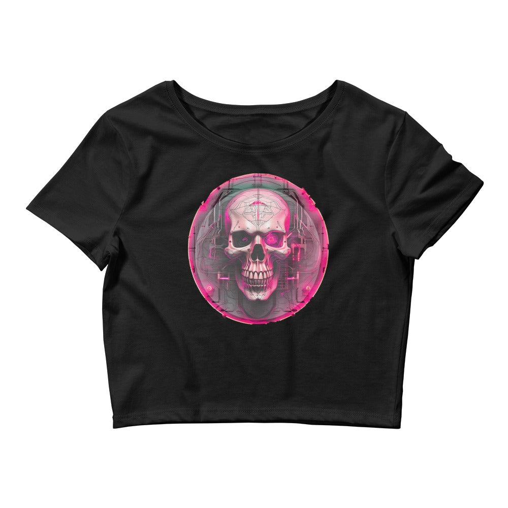 Pink Skull Crop Tee